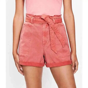 LOFT Tie Waist Paper Bag Shorts, Color Brick Red Size SP
